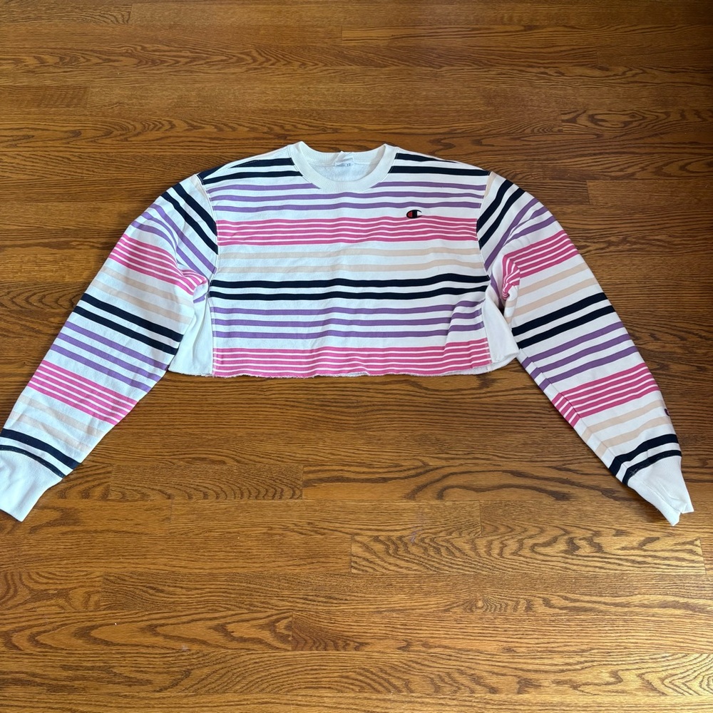 Champion Women's Striped Crewneck Sweatshirt